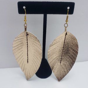 NEW Rose Gold Leaf Earrings, Fish Hook